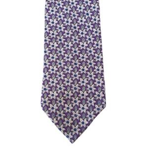 Christian Dior Tie Vintage Purple Silk Geometric Floral